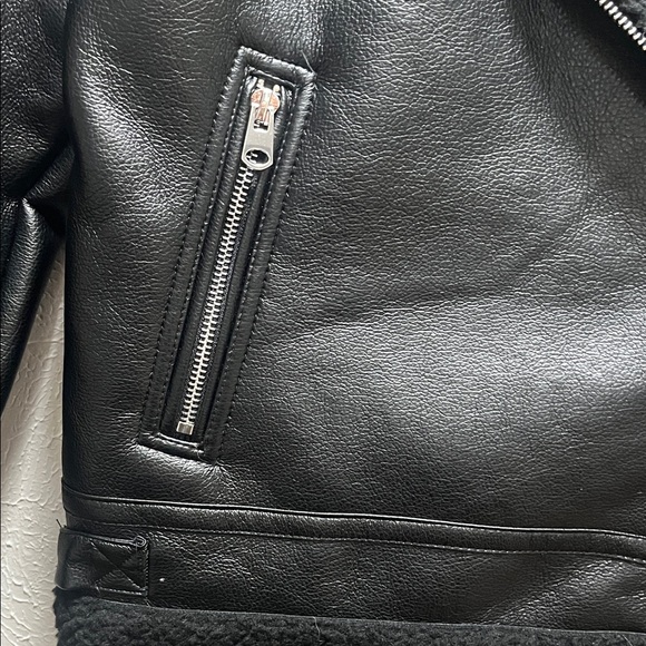 Black Faux Shearling Moto Biker Jacket Cropped Sherpa Lined - Picture 5 of 9